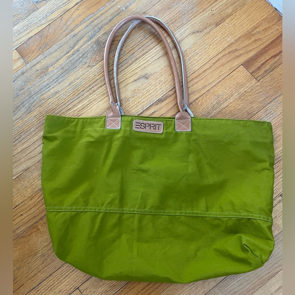 ESPRIT 100% Cotton Lime Green Tote
